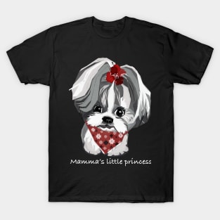 Shih Tzu Dog’s Cute Portrait in Digital Pop Art Style T-Shirt